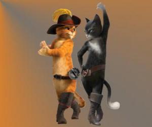 yapboz Dişi Çizmeli Kedi Kitty ile dans Kapmaca